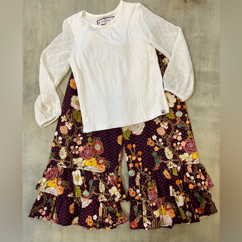 Persnickety Bell pants size 5 and Sweet Honey layering top size 4.